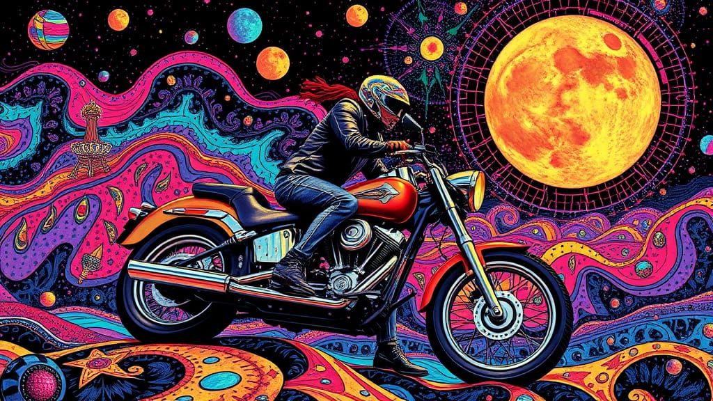 Psychedelic 60s Art Poster with Kaleidoscopic Patterns