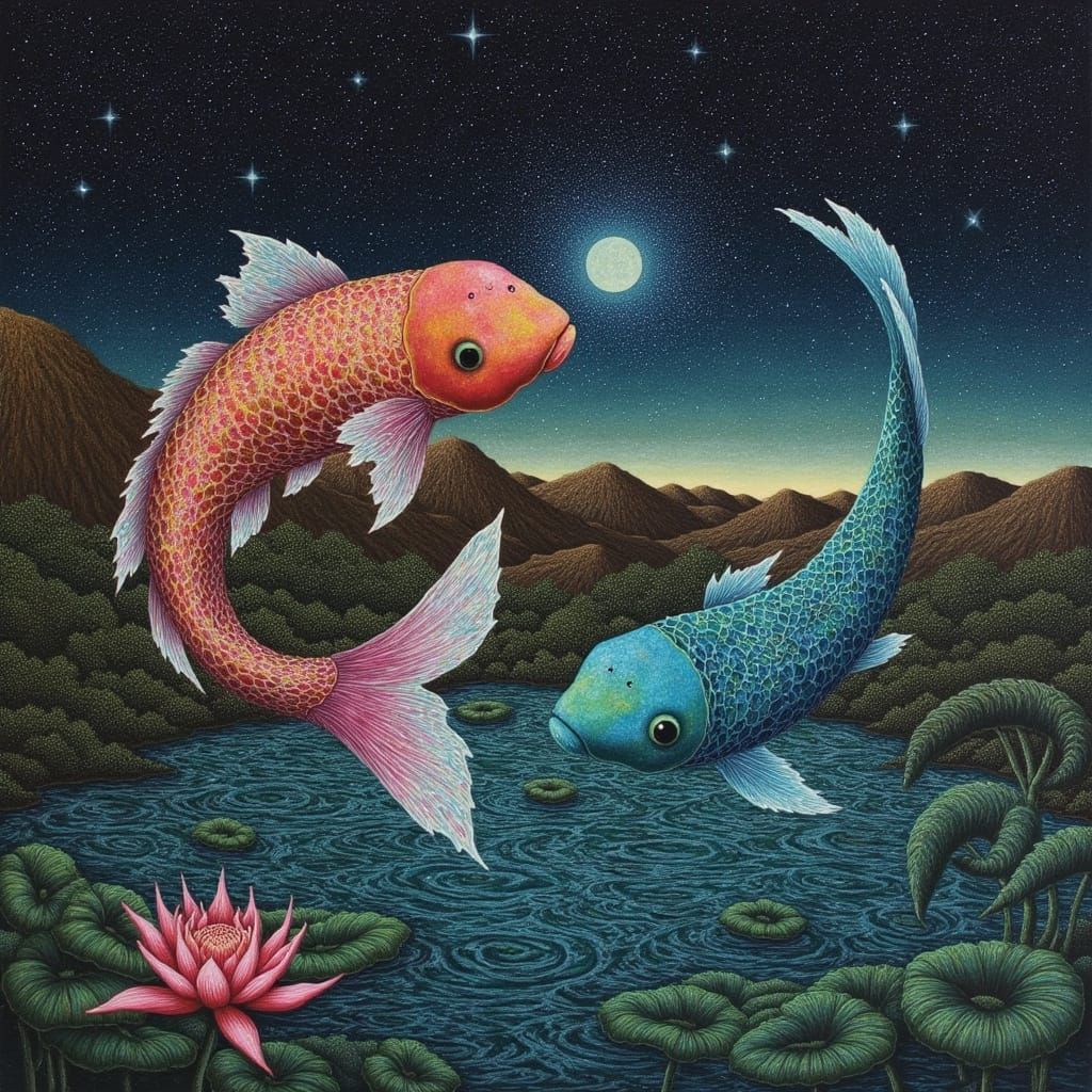 Surreal Goddesses Swim in Harmony with the Stars