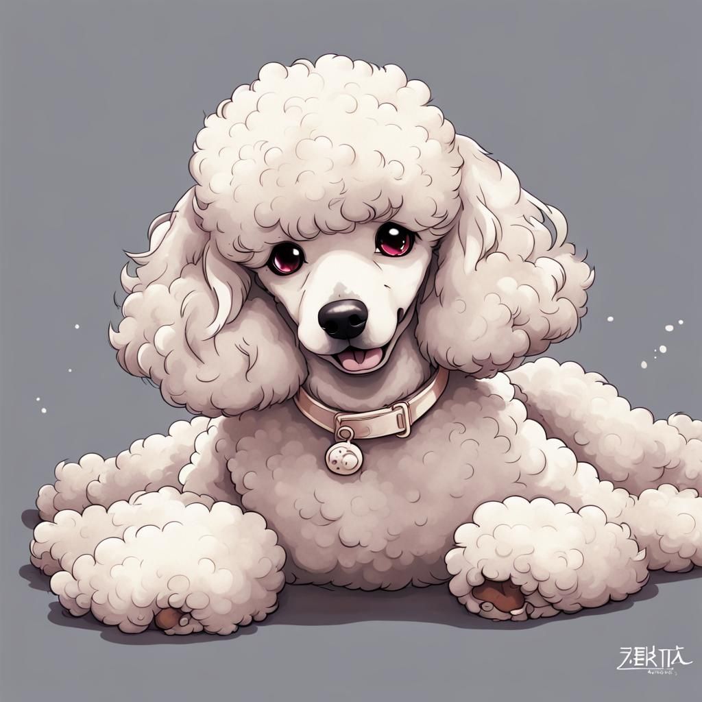 Anime Style Poodle Dog Illustration