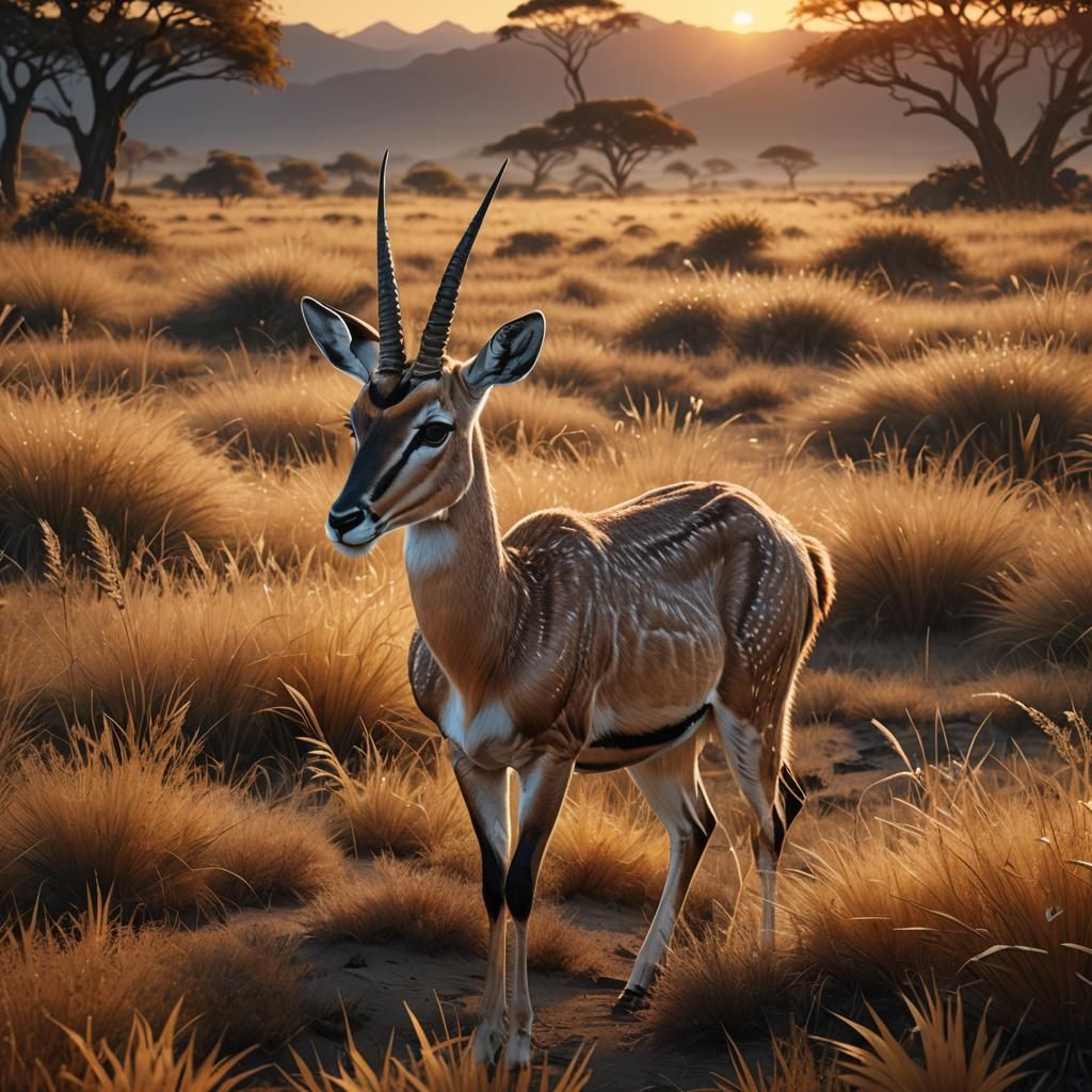 Gazelle at Sunset: Fantasy Concept Art