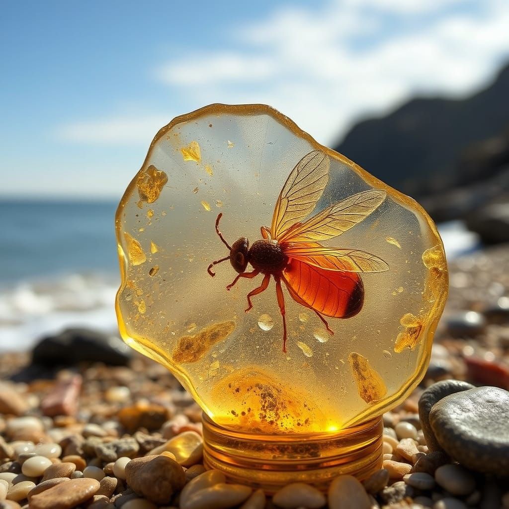 Prehistoric Insect Preserved in Amber on Seashore