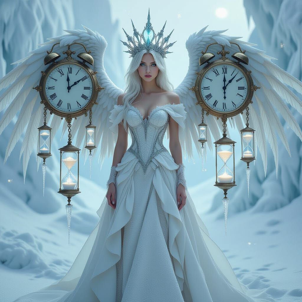 Siren of Frozen Time in Hyperrealistic Fantasy Style