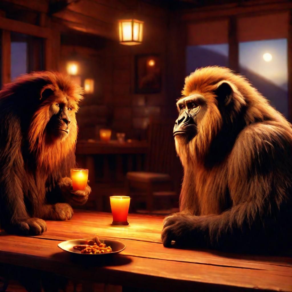 Cartoon Animals' Western Adventure in Golden Hour