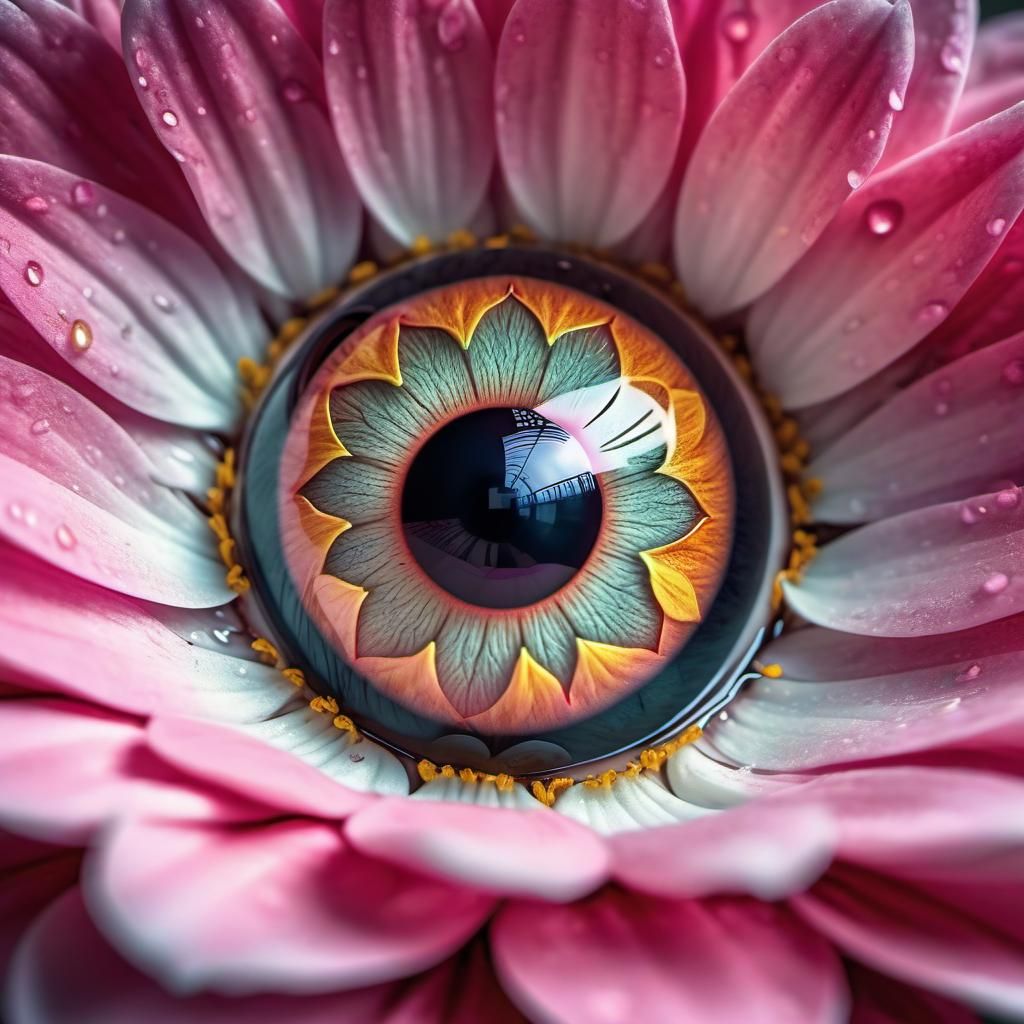 Hyperrealistic Flower Eye Fantasy Core Artwork