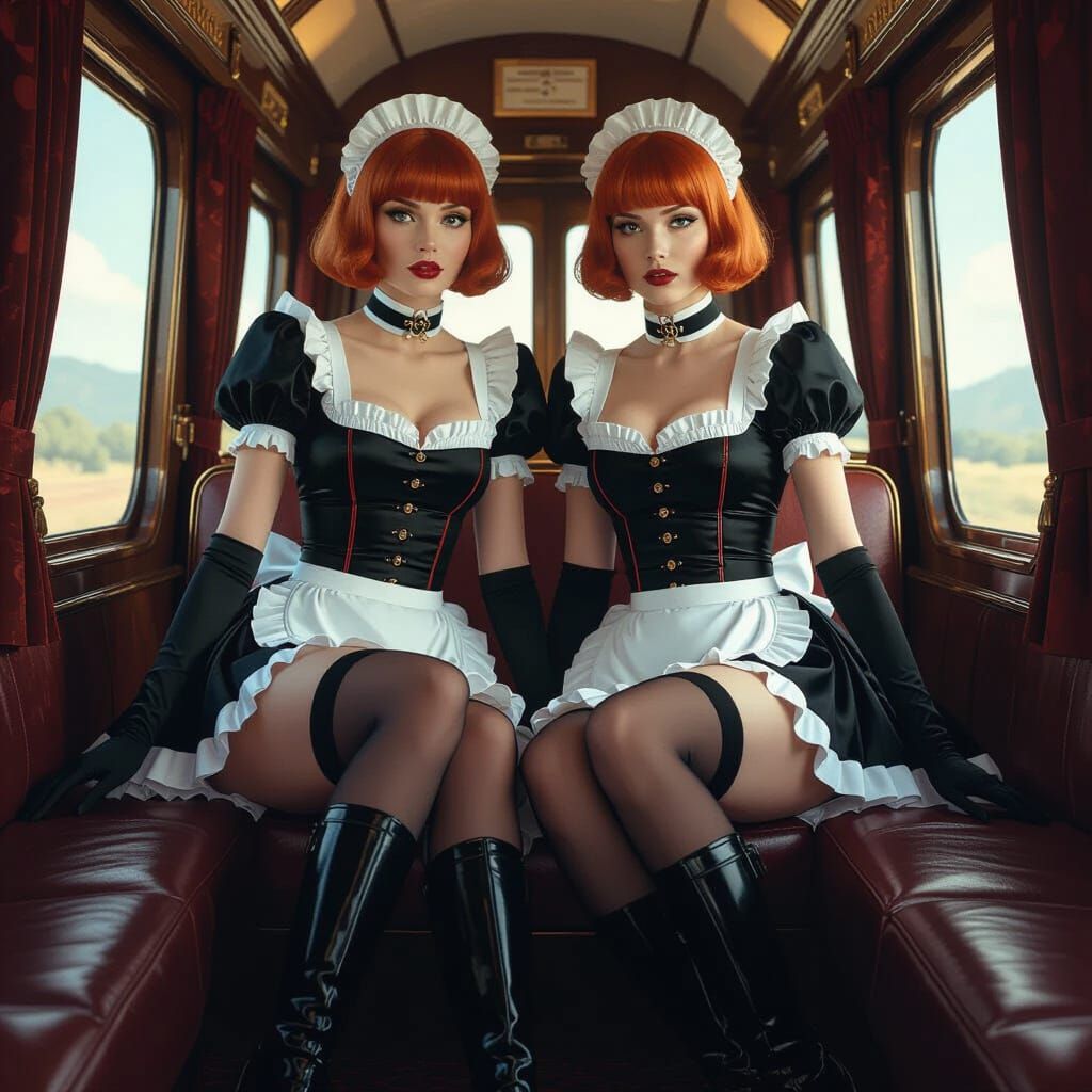 Ginger Maids on Train: Fantasy Concept Art