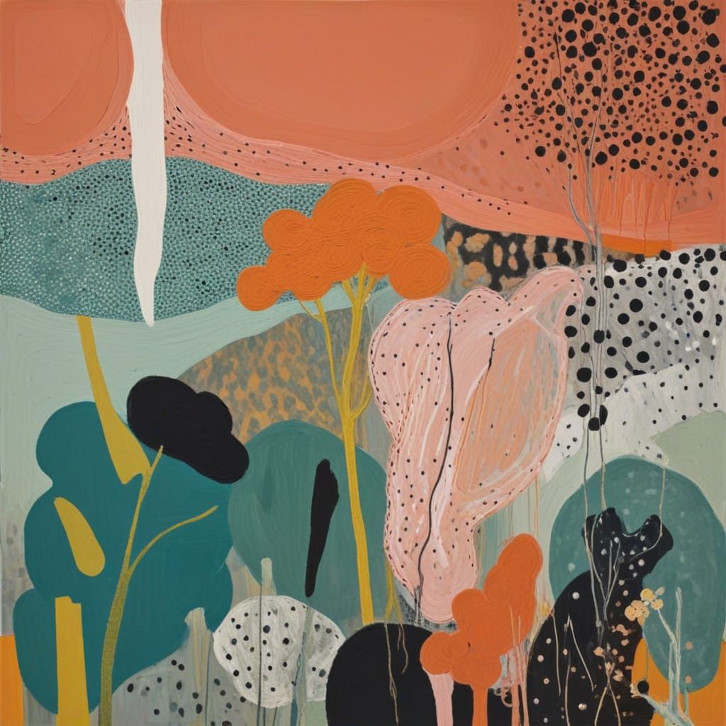 Abstract Landscape with Geometric Forms in Black and White