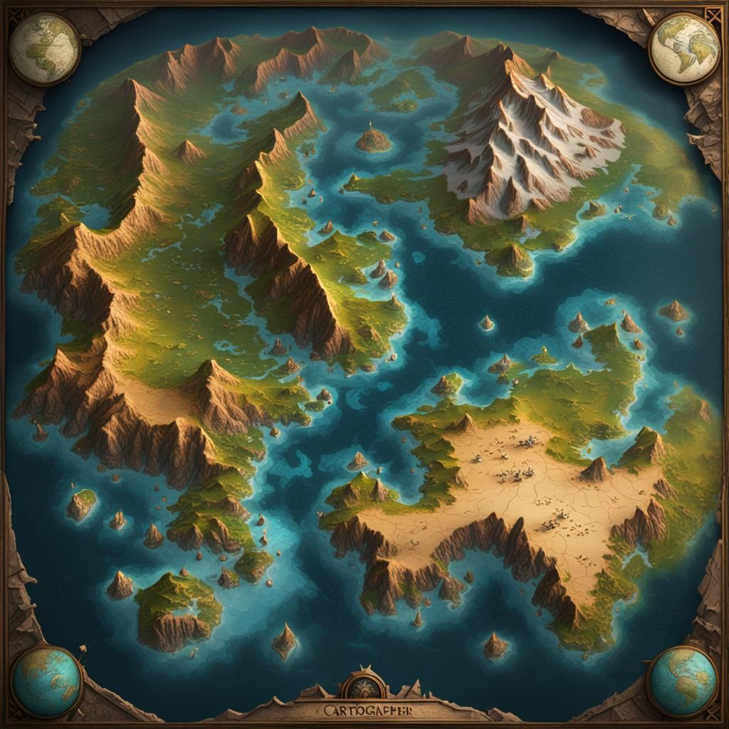 Pangea Supercontinent Cartographer Map in Detailed Matte Pai...