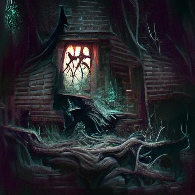 Sinister Witch Cottage in Dark Woods