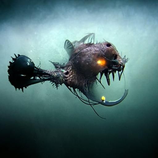 Cinematic dark and grim underwater setting illustrating a vi...