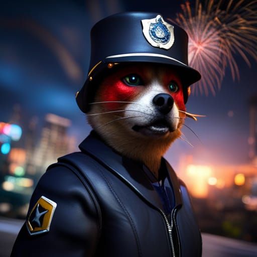 Dazzling 3D Cat Burglar in Police Uniform, Unreal Engine 5 G...
