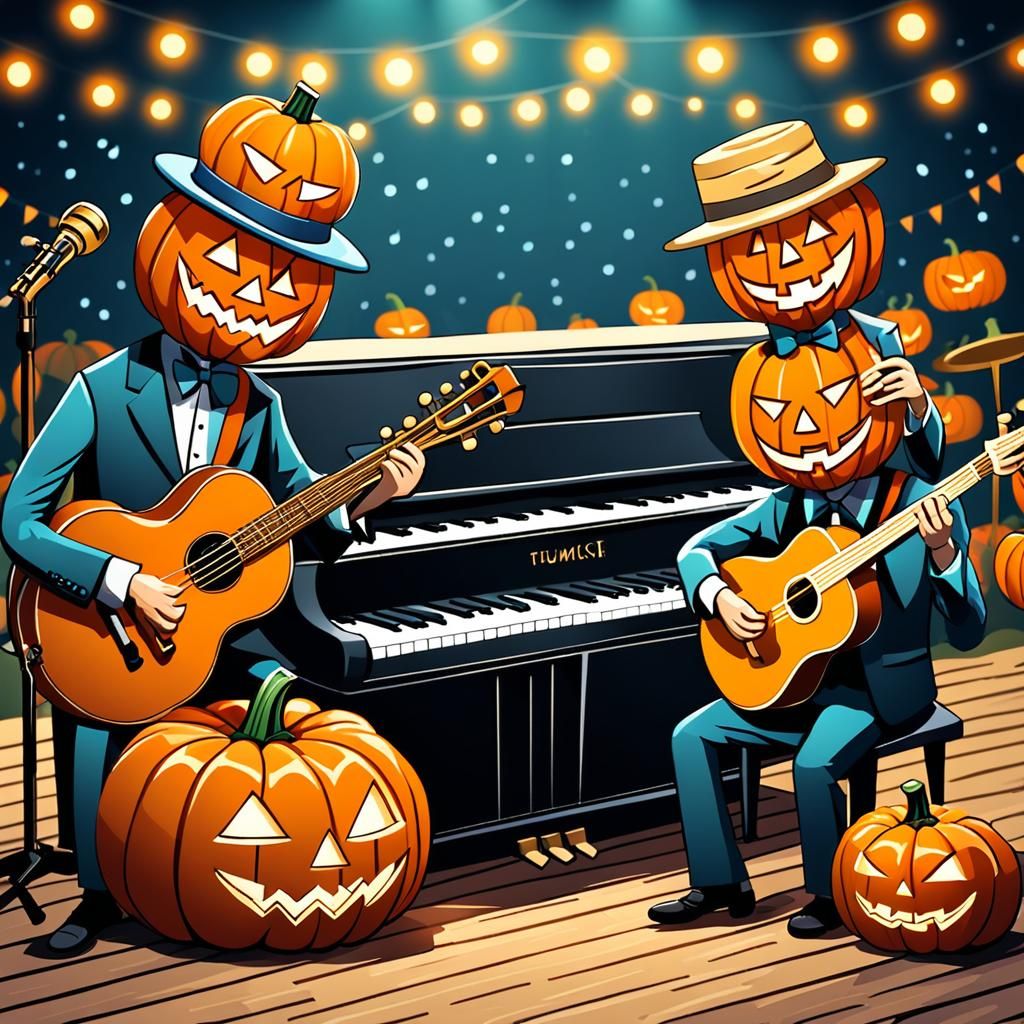 Pumpkin Head Band Performs Folk Music