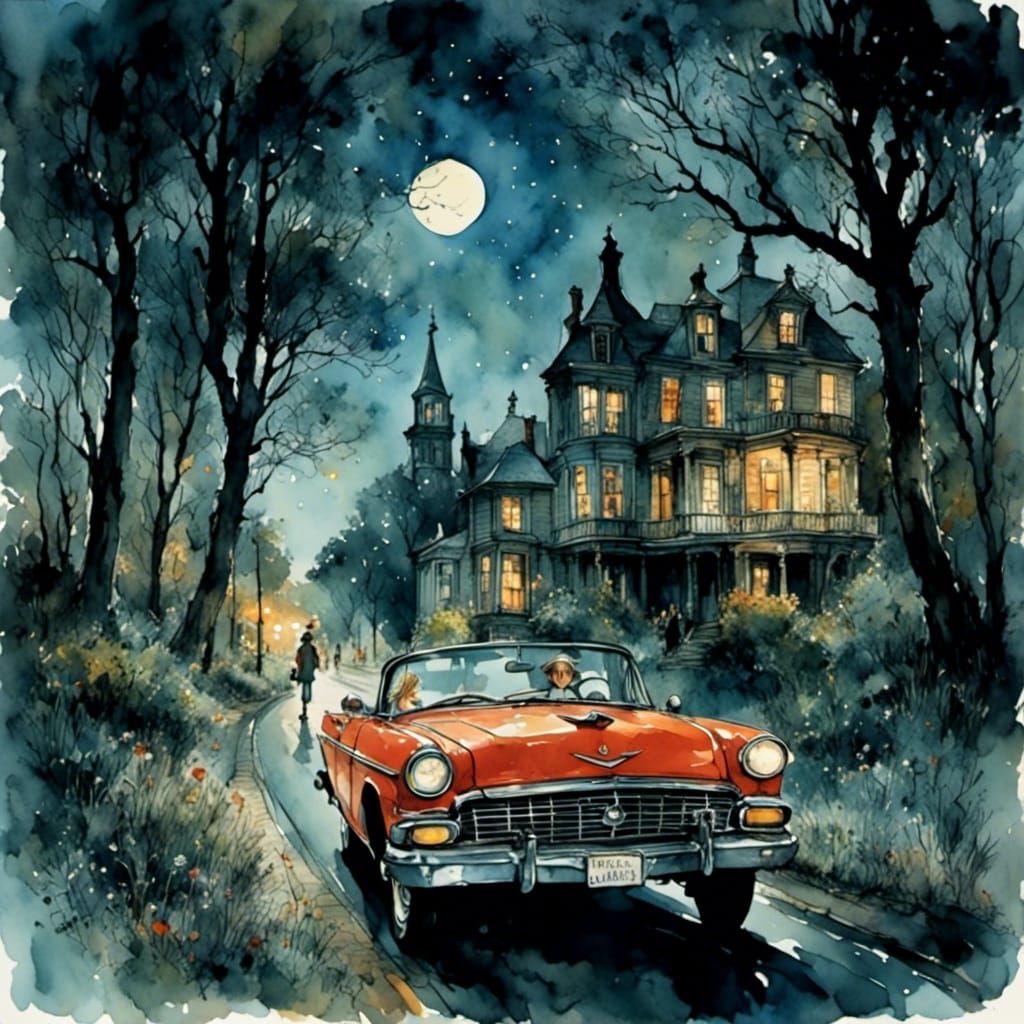 Driving into Memphis: Watercolor in Titian Style