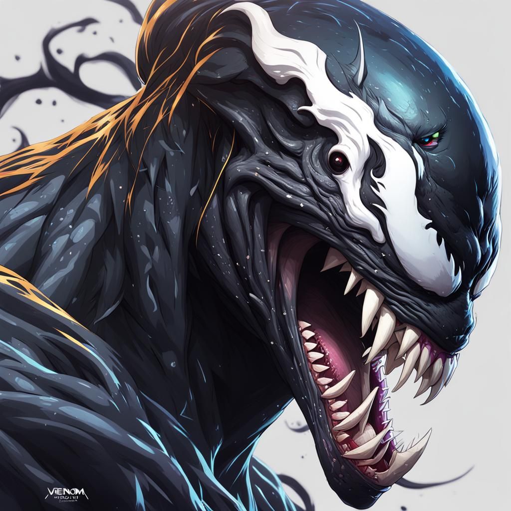 Venom Toriel Portrait in Hyperdetailed Style