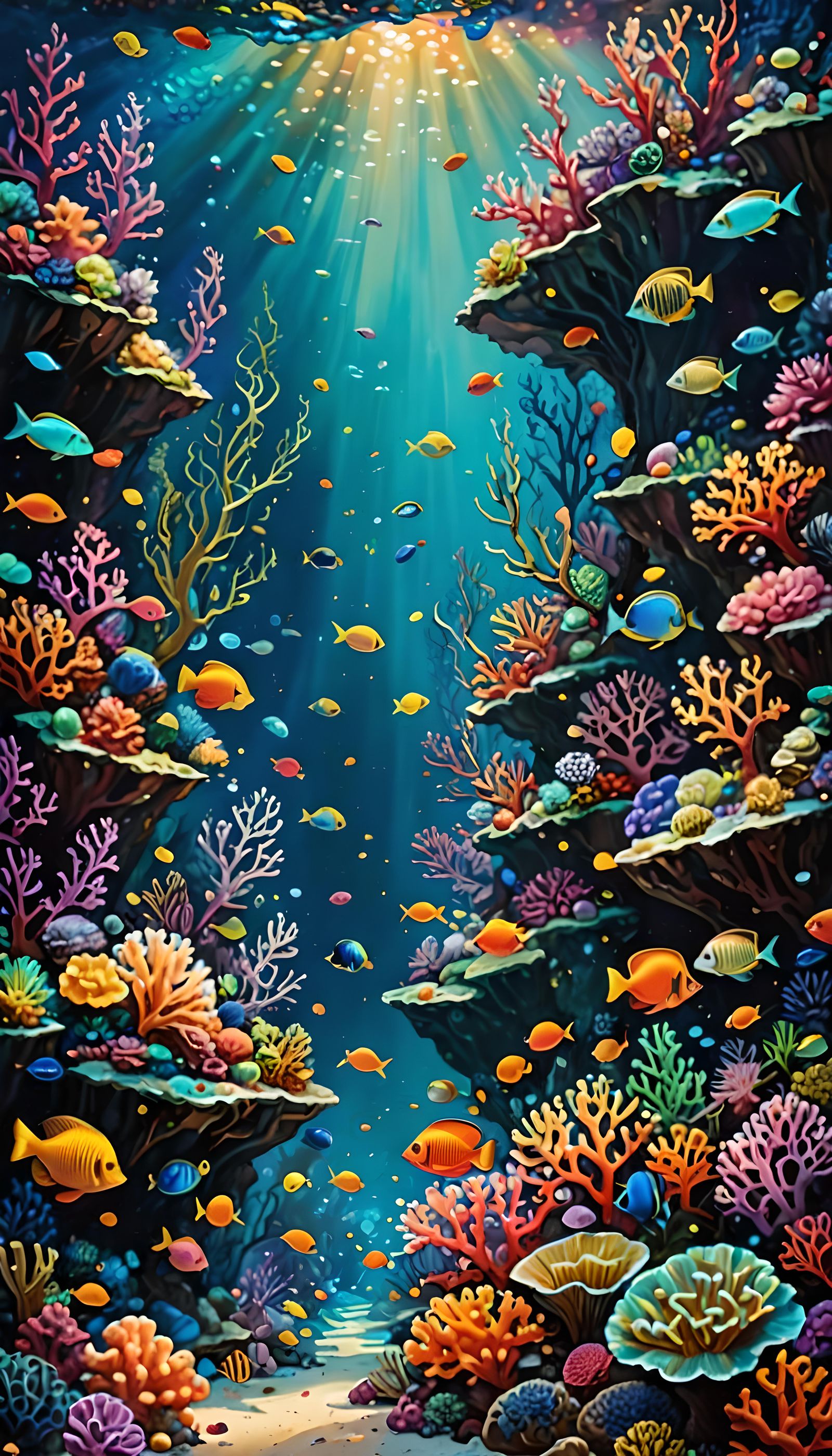 Vibrant Coral Reef with Colorful Marine Life