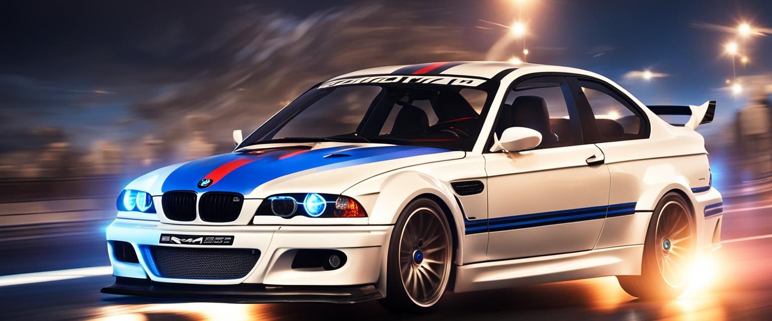 BMW M3 GTR Races Down Neon Highway