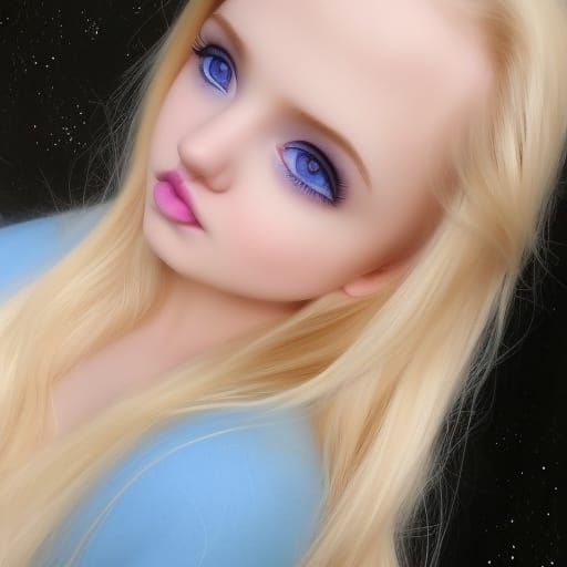 Ethereal Young lady with beautiful blonde hair& Crystal blue...
