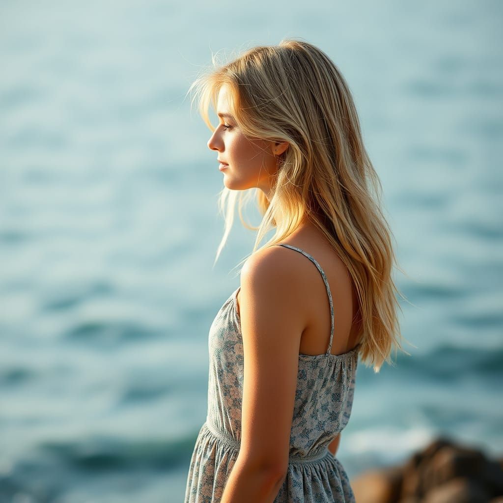AI Beauty - Seaside Calm in Soft Blue Tones