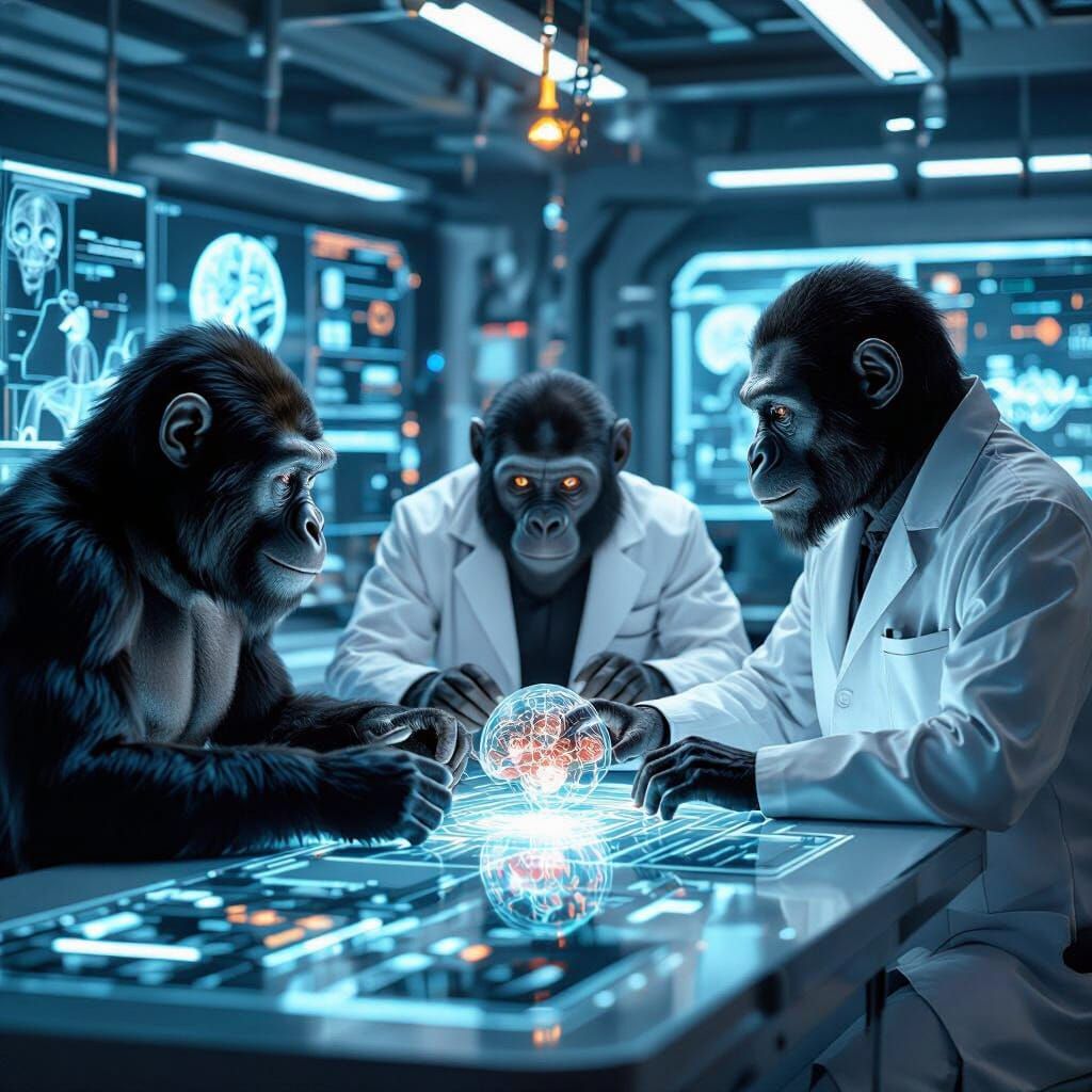 Apes Analyze Human Anatomy with AI in Sleek Lab