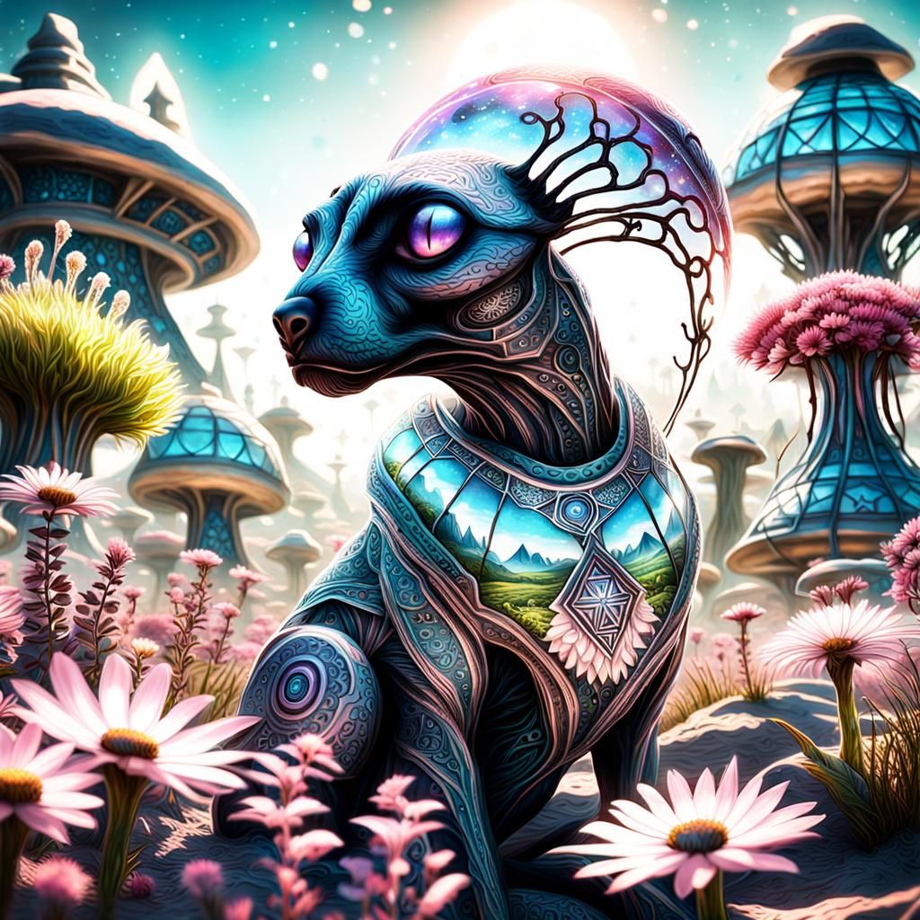 Mystical Alien Village with Ethereal Pets