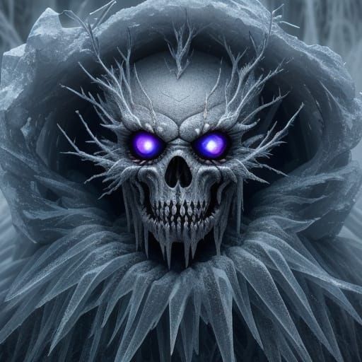 Creepy Frost Creature Emerges in Surrealism Style