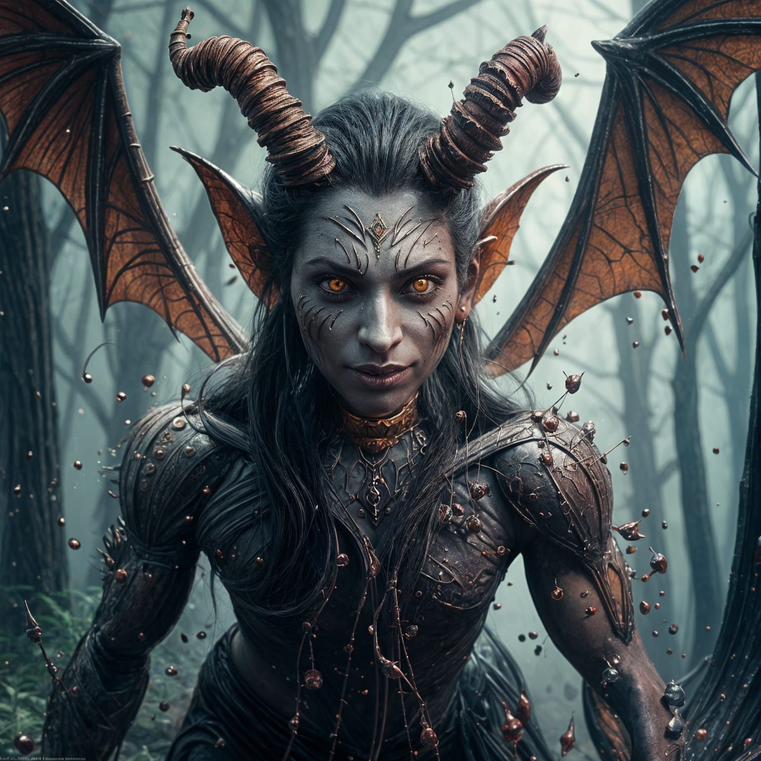 Surreal Demon Tinkerbell in Neon Hues