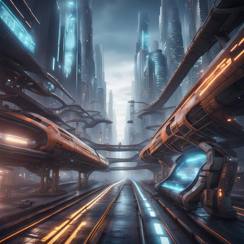 Futuristic Cyber City with AI Transport, Unreal Engine 5