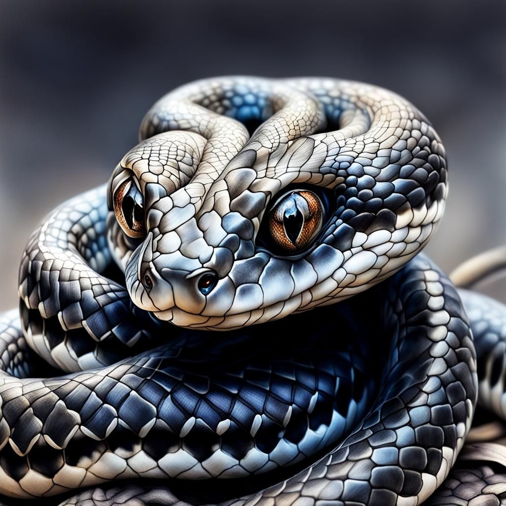 Hyper-Realistic Baby Snake in Charcoal Style