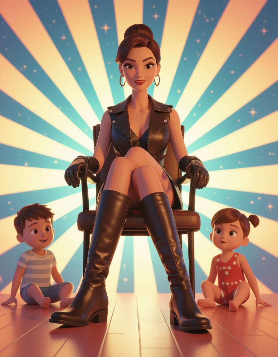 Woman in Riding Boots: A Pixar-Inspired 3D Render