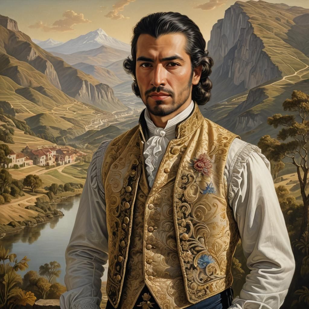 18th Century Chilean Gentleman in Baroque Realism