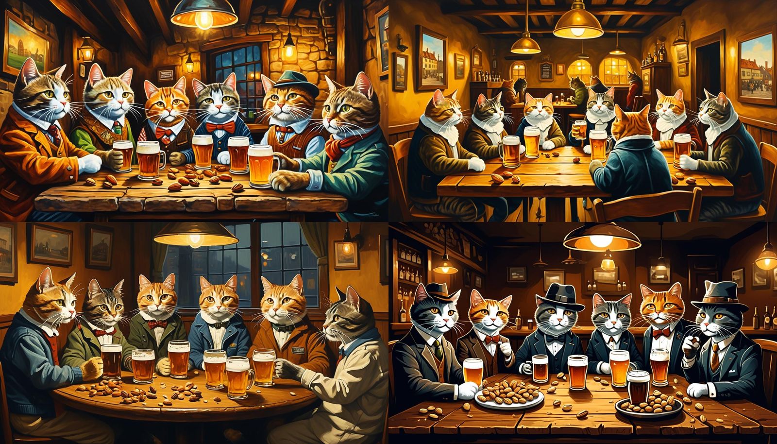 Feline Pubs Regulars Enjoy Beer and Snacks