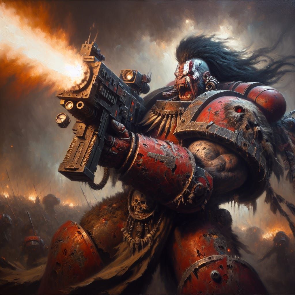 Mighty Cyber Ork Unleashes Fury on War-Torn Battlefield