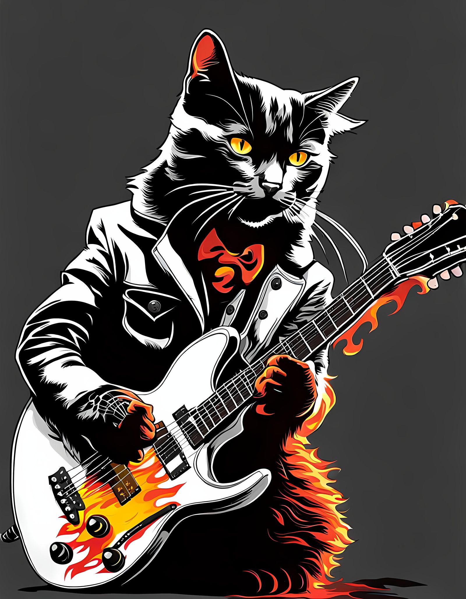 Cat Plays Flaming Guitar