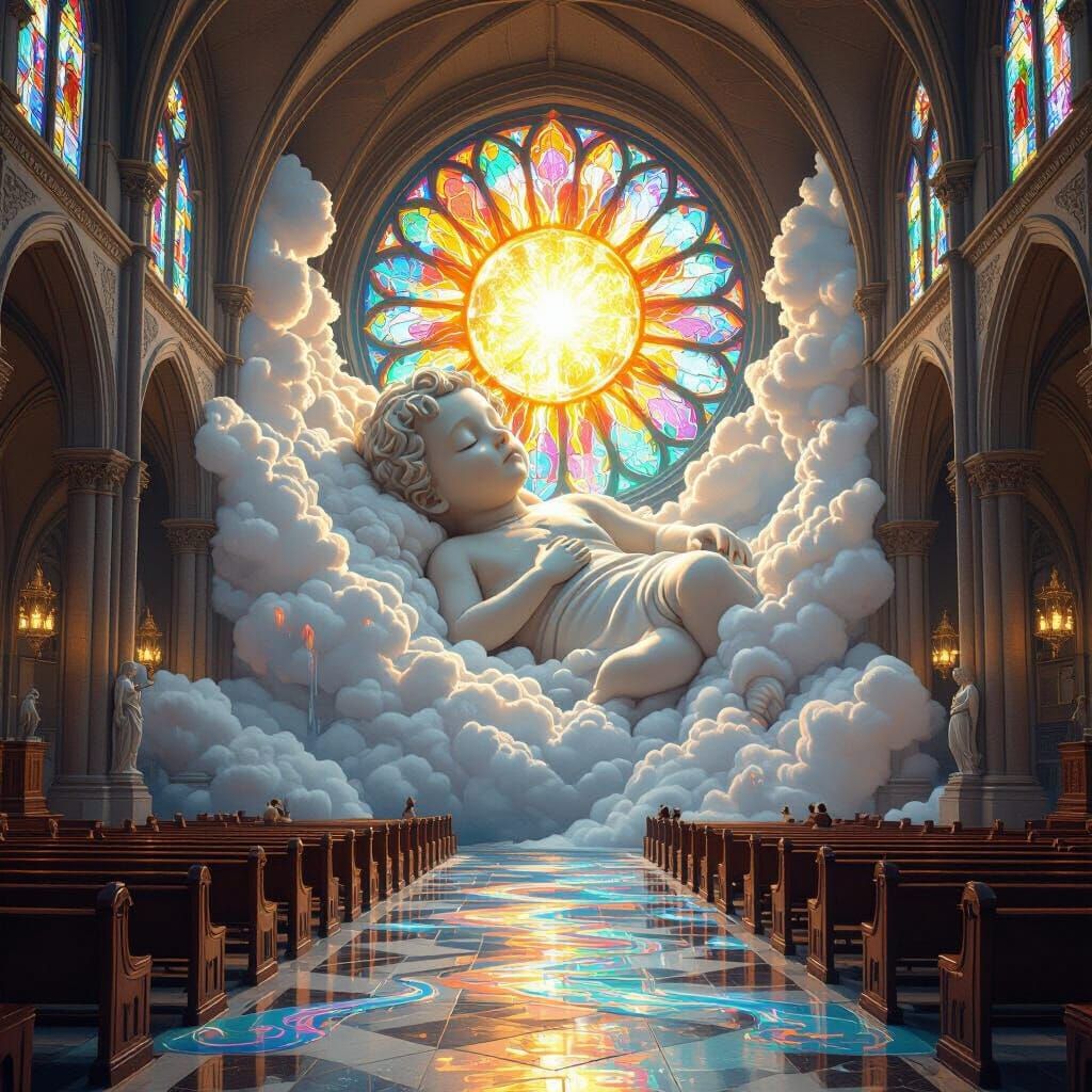 Floating Cathedral with Sleeping Cloud Child & Cosmic Breath