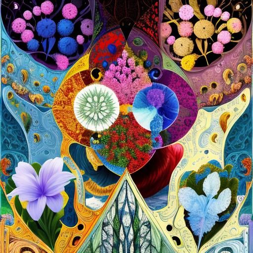 Fractured Botanical Arrangement in Oil on Canvas