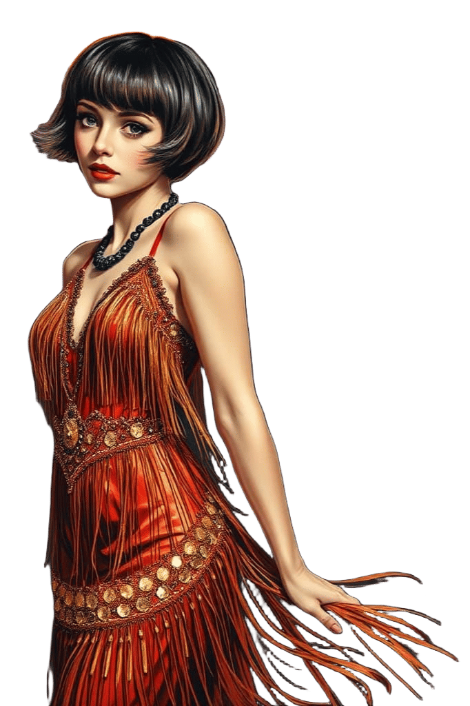 Flapper at Halloween Party as Impasto Painting