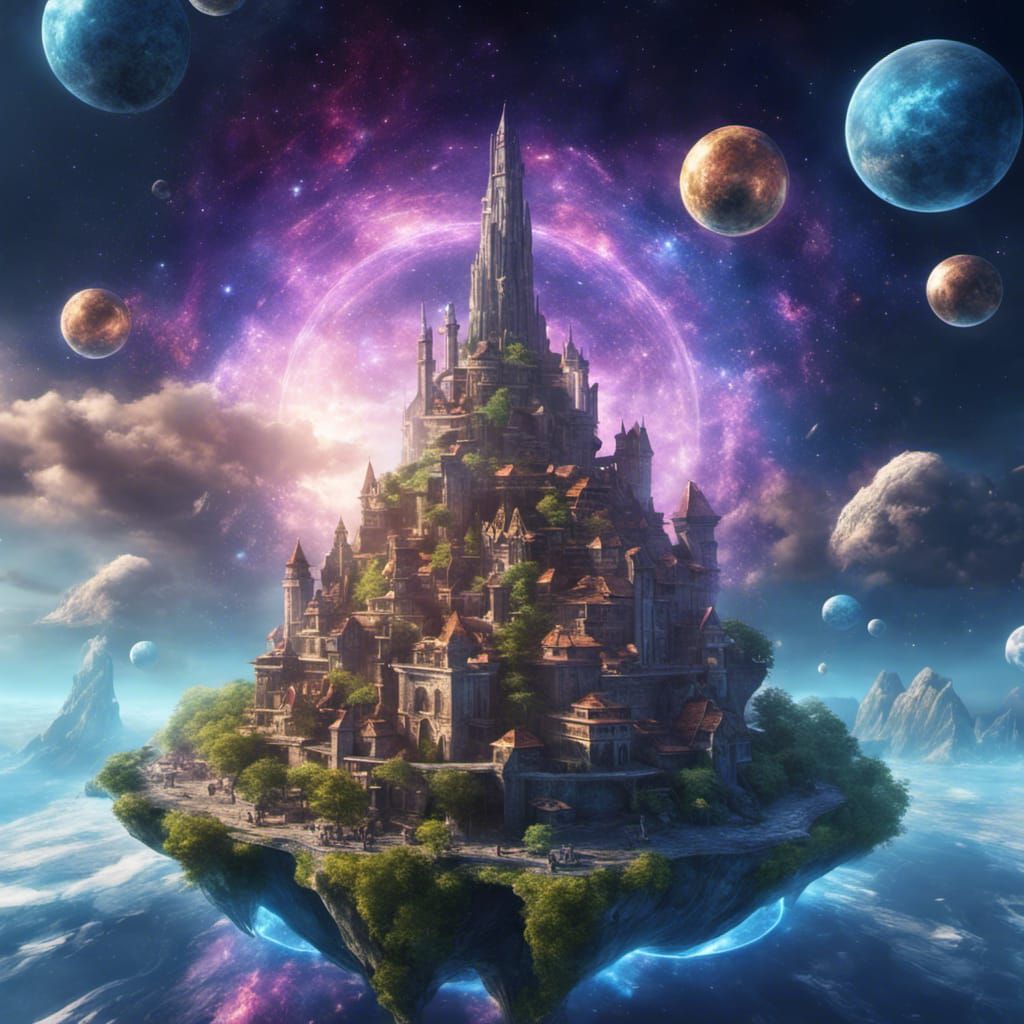 Ethereal Magic: Floating Medieval Village in Astral Plane