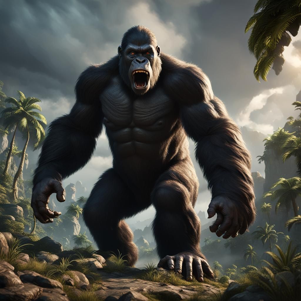 Gigantic Prehistoric Ape King Kong in 3D