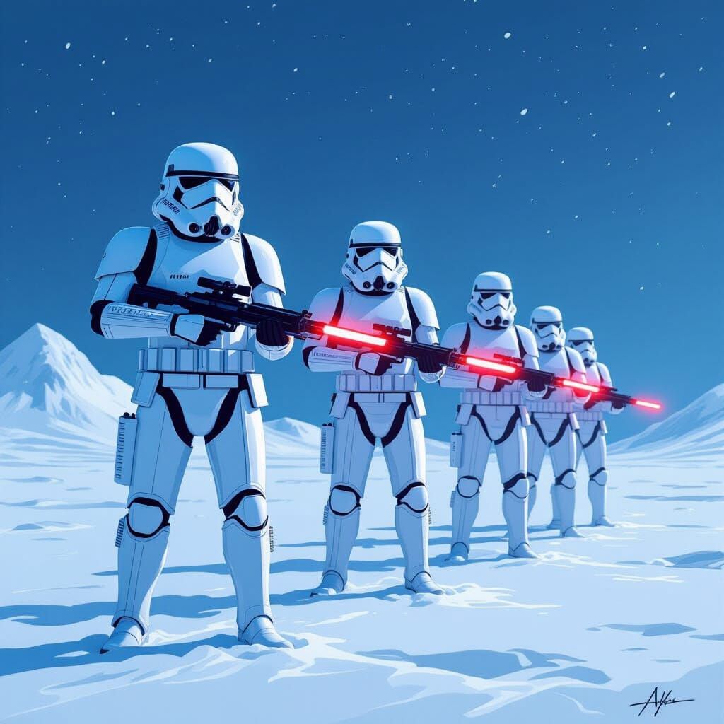 Neon Blasters on Hoth: Sci-Fi Snow Troopers
