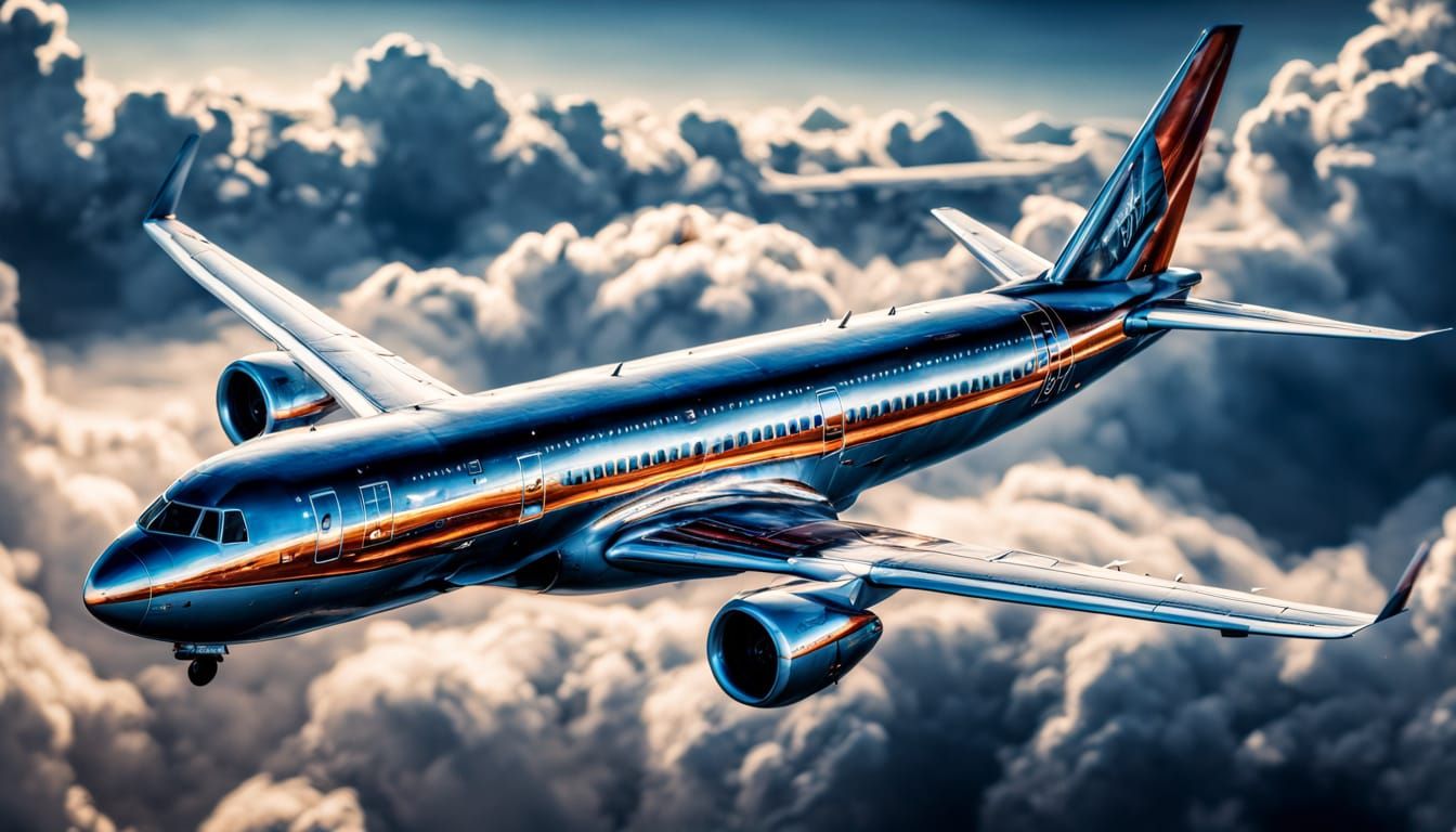 Hyperrealistic Airplane in Flight Close-Up