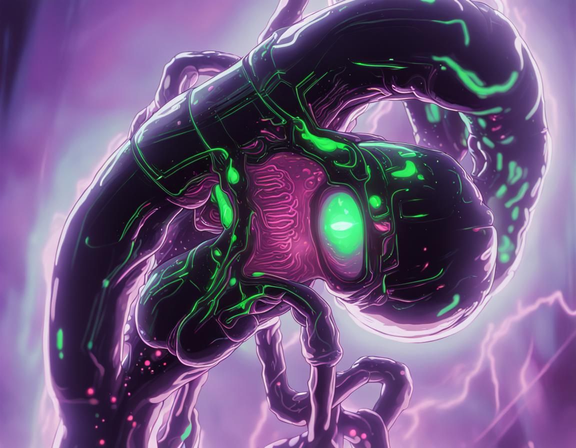 Cyberpunk Embryo Unveils Neon Portal