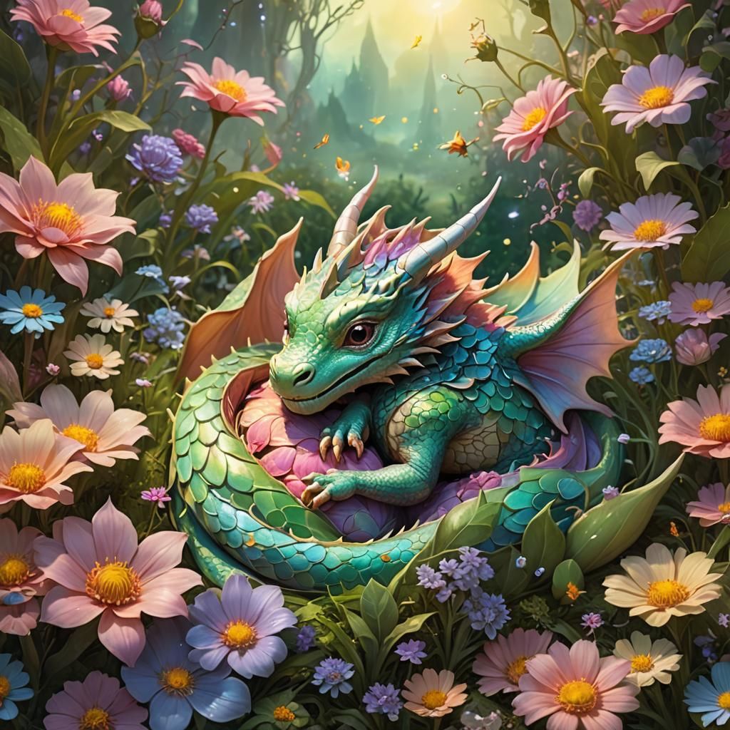 Baby Dragon Dreams in Fairyland Meadow
