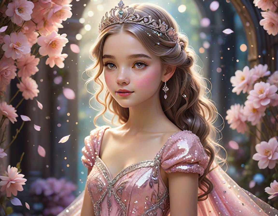 A Sparkly Princess in a Whimsical Dreamworld