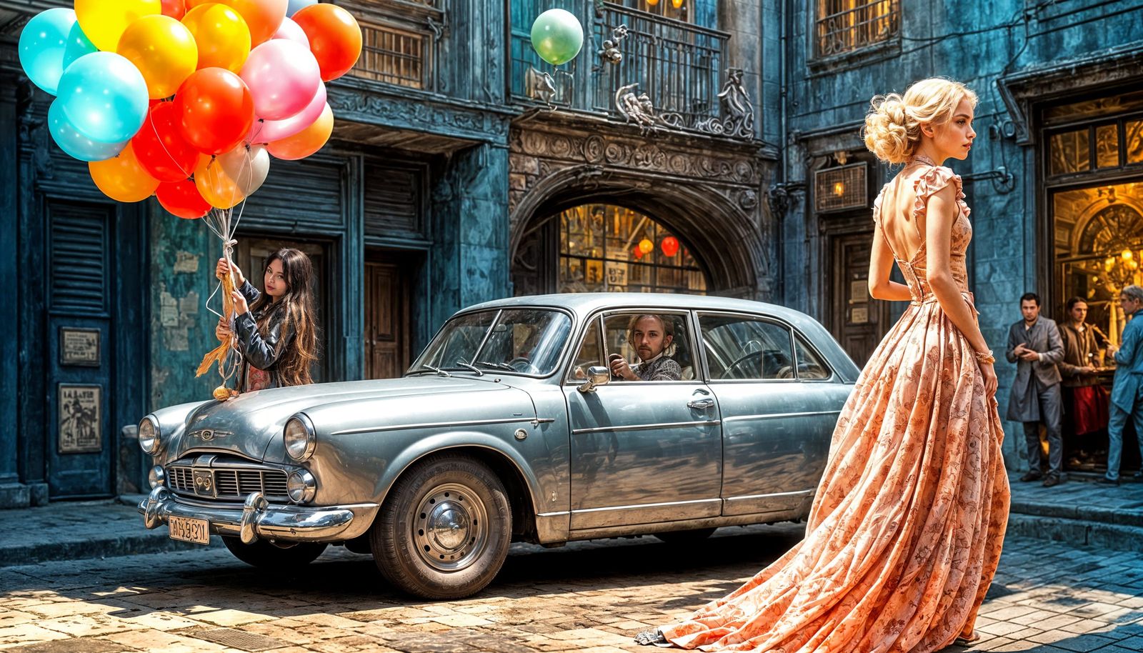 Surreal Portrait of Figure with Balloon Fish