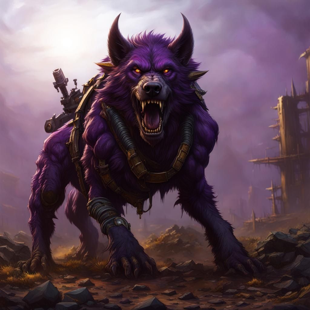 Post-Apocalyptic Mutant Beast Worg in Dark Fantasy Style