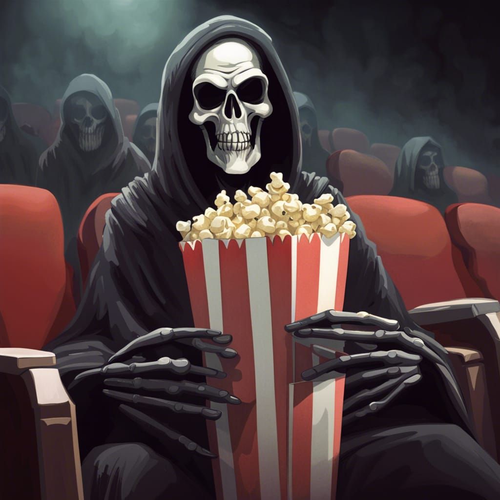 Grim Reaper's Night Out: Watching 3D Movie