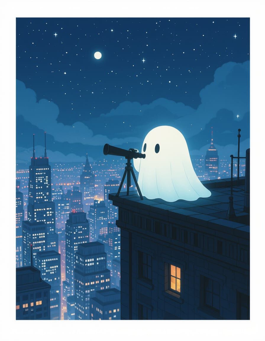Ethereal Ghost Watches City Dreams from Skyscraper