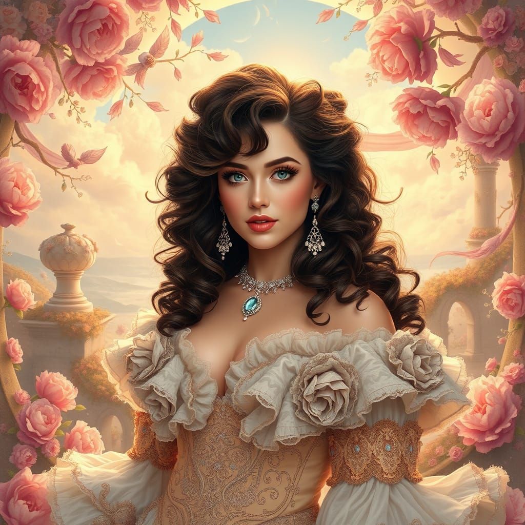 Katy Perry as Victorian Muse in Baroque Digital Art