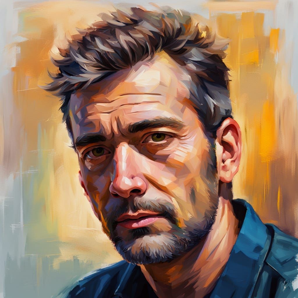 Expressive Male Portrait in Oil Painting Style