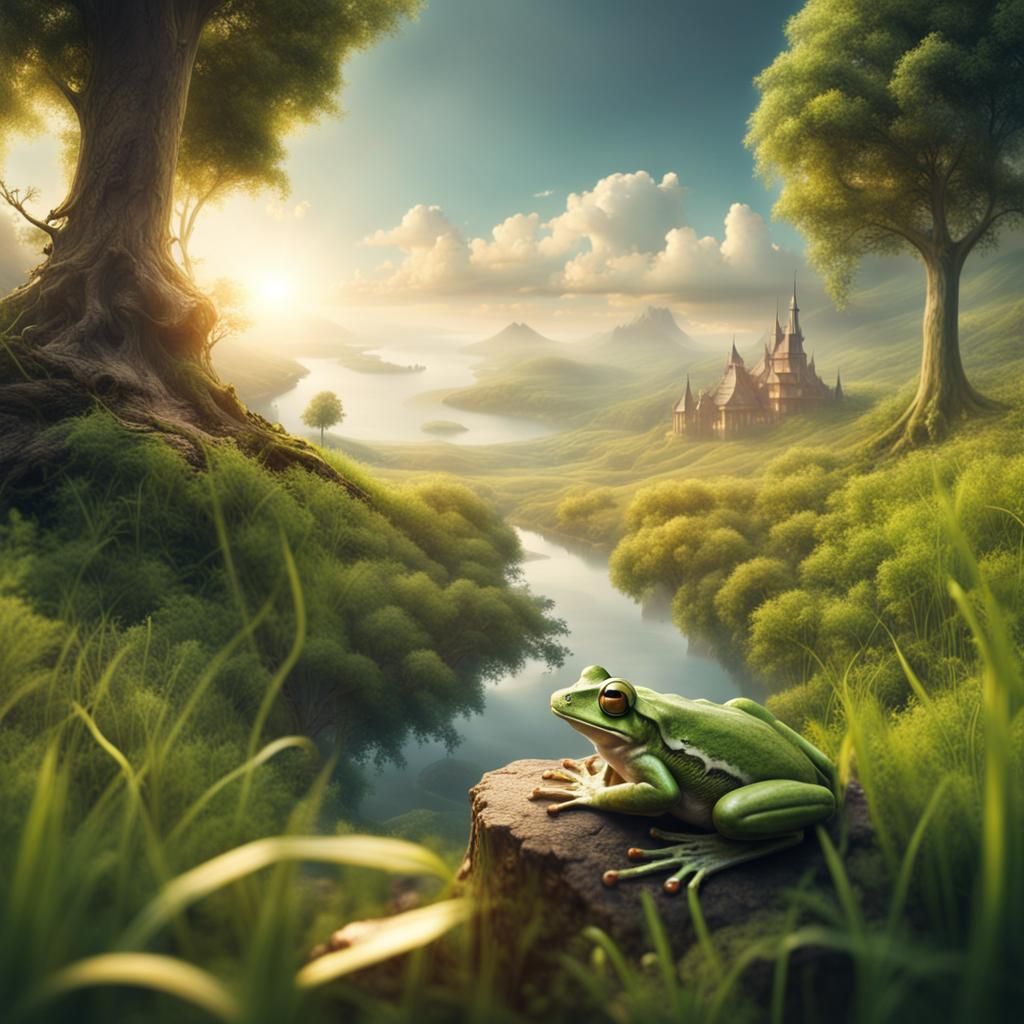 Frog's Perspective of a Summer Landscape