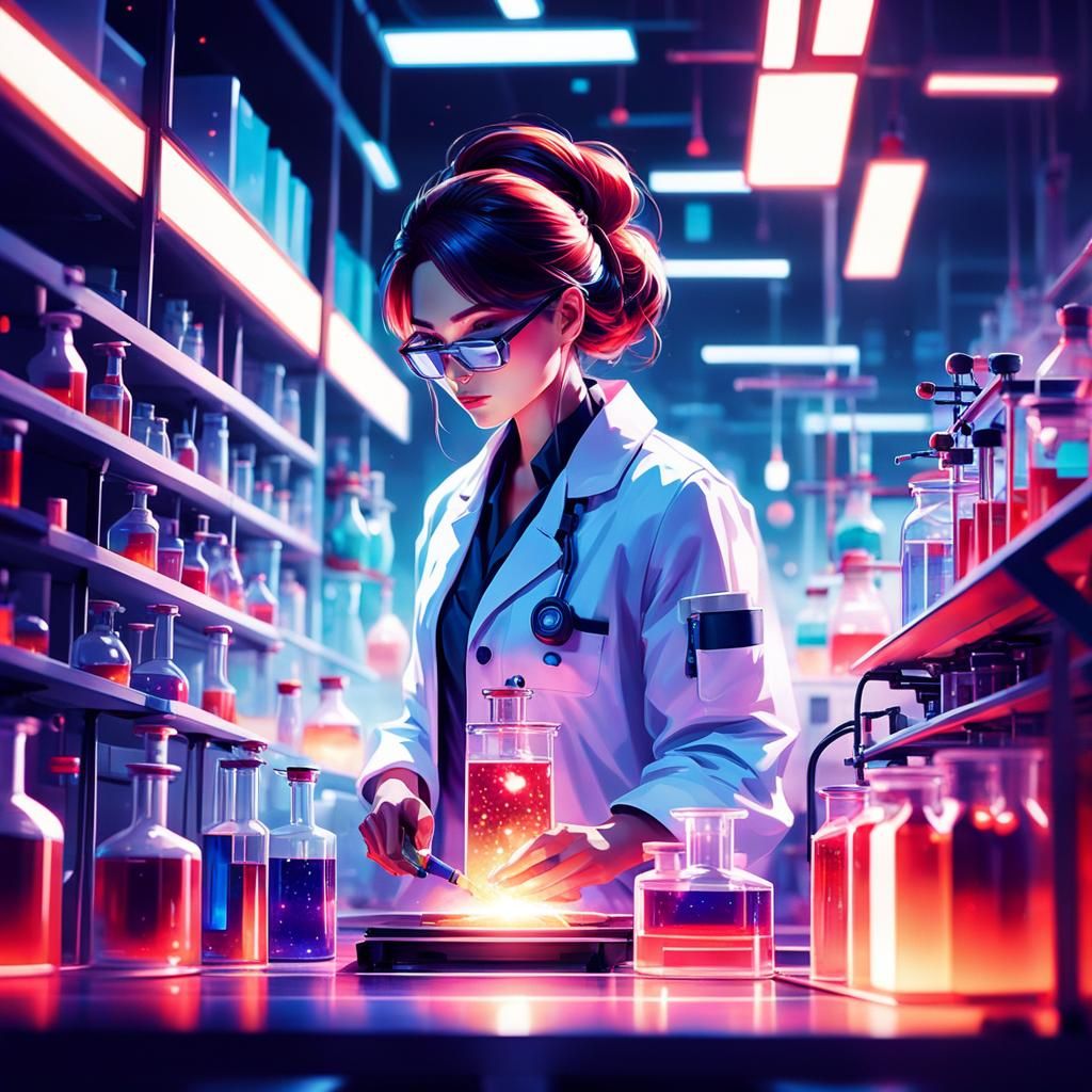 Mesmerizing Science Lab with Glowing Beakers